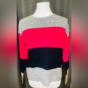 Love Ellie Colorblock Sweater – Gray, Hot Pink & Navy – Women’s Small